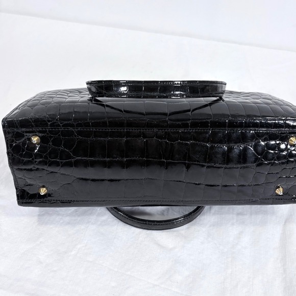 VTG Fratelli Righini Venezia Black Crocodile Embossed Leather Purse Bag Mob Wife - Picture 6 of 10